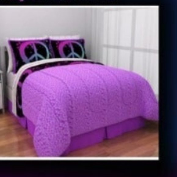 Peace Sign 11pc Comforter Queen bed in a bag/Curtain set🆕FAST📦🏃🏻💨⚡ - Picture 10 of 13